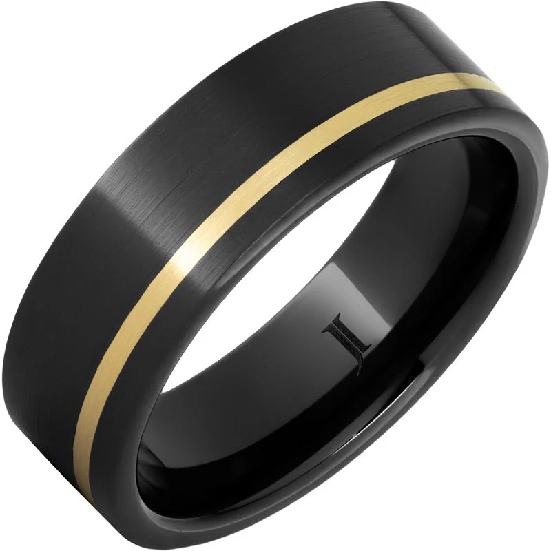 Women’s bridal rings-Black Diamond Ceramic™ Ring with 14K Yellow Gold Inlay