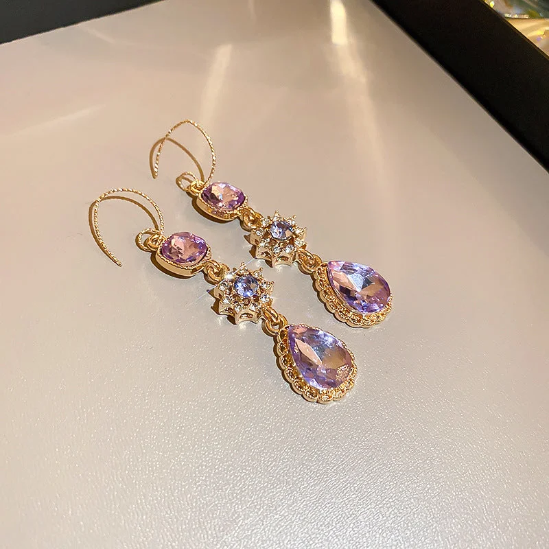 Purple Droplet Earrings