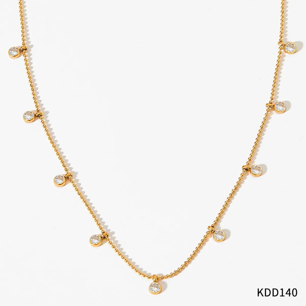 Kdd140 Gold Necklace + White Zirconium