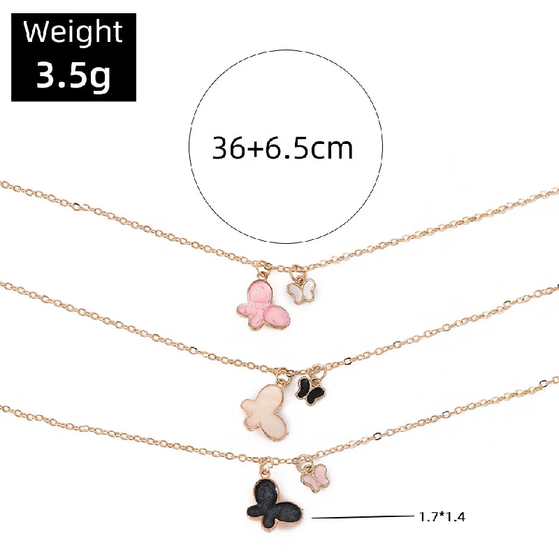 Women’s initial necklaces-Cute Butterfly Alloy Kid's Necklace