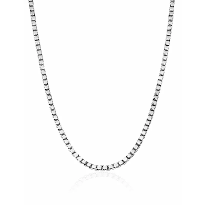 Women’s elegant gold necklaces-CRISLU Mens 24" Matte Box Chain Necklace In Pure Platinum