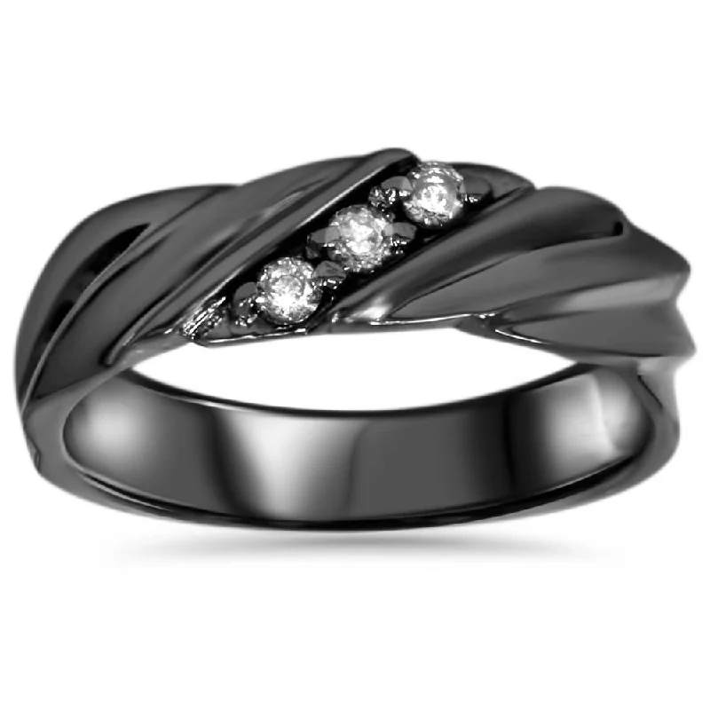 Women’s chic engagement rings-Diamond Ring 14K Black Gold