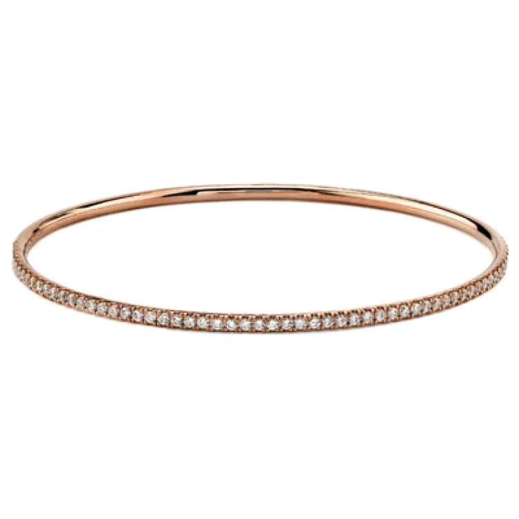 Women’s luxury leather bracelets-Presenting a charming classic style, this rose gold bangle bracelet is highlighted by .86 ctw of dazzling round white diamonds. Perfect for stacking.