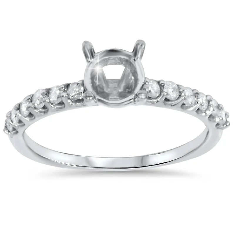 Women’s engagement rings with diamonds-1/3ct Half Eternity Diamond Ring 14K White Gold