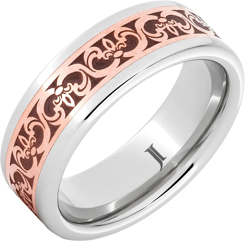 Women’s gold diamond rings-Serinium® Ring with 14K Rose Gold Fleur-de-Lis Inlay