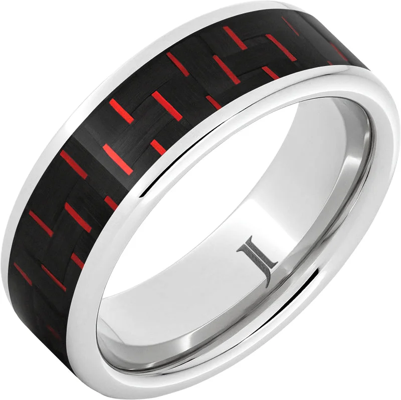 Women’s bohemian rings-Serinium® Red Carbon Fiber Inlay Ring