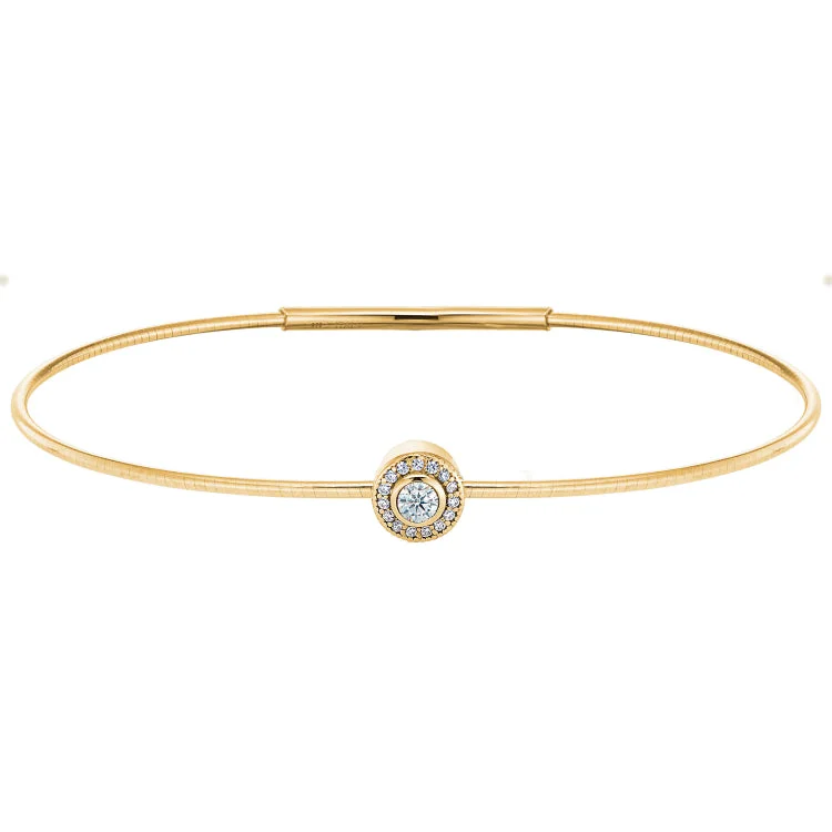 Women’s friendship bracelets-Gold Finish Finish Sterling Silver Round Simulated Diamond Birth Gem Bracelet with Simulated Diamonds