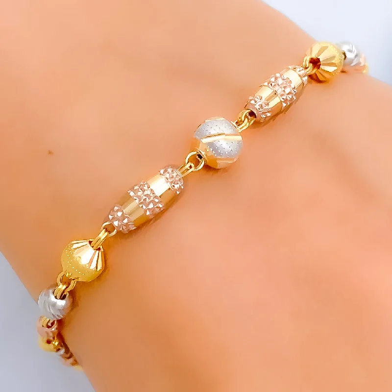 Women’s fashion bangles-Elongated Fancy Orb 22k Gold Bracelet