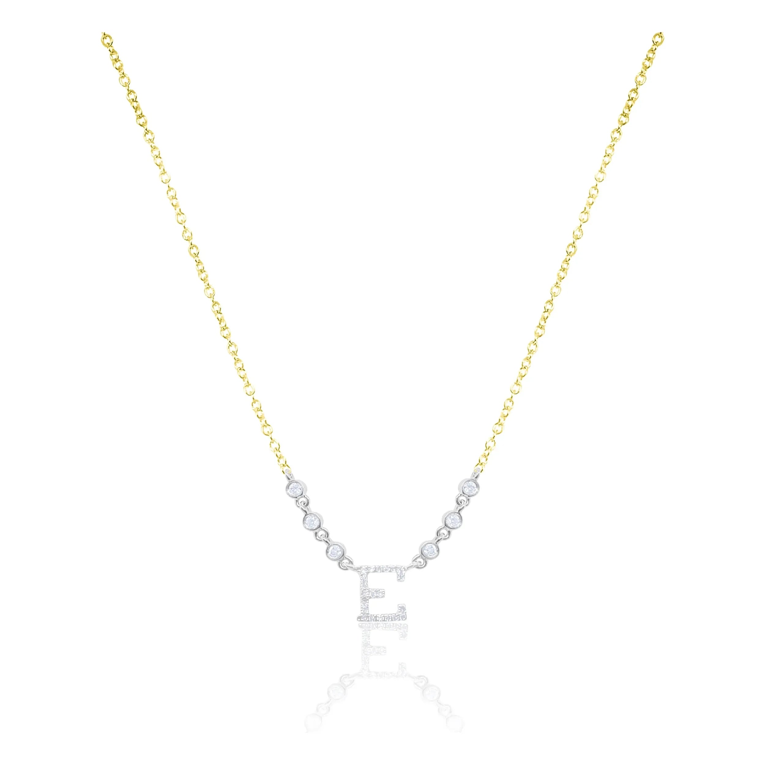 Women’s charm pendant necklaces-Meira T Dainty  Diamond Monogram Necklace in 14kt Yellow Gold