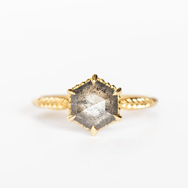 Women’s eco-friendly engagement rings-Megan Thorne | Evergreen Salt and Pepper Solitaire Diamond Ring