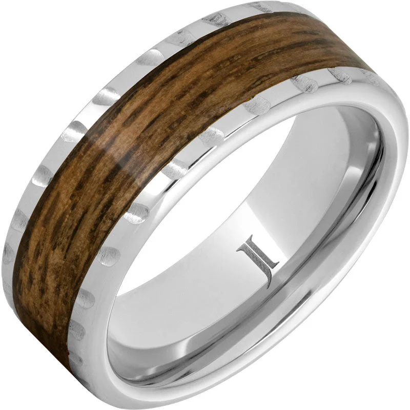 Women’s princess diamond rings-Barrel Aged™ Serinium® Ring with Bourbon Wood Inlay and Scored Edge