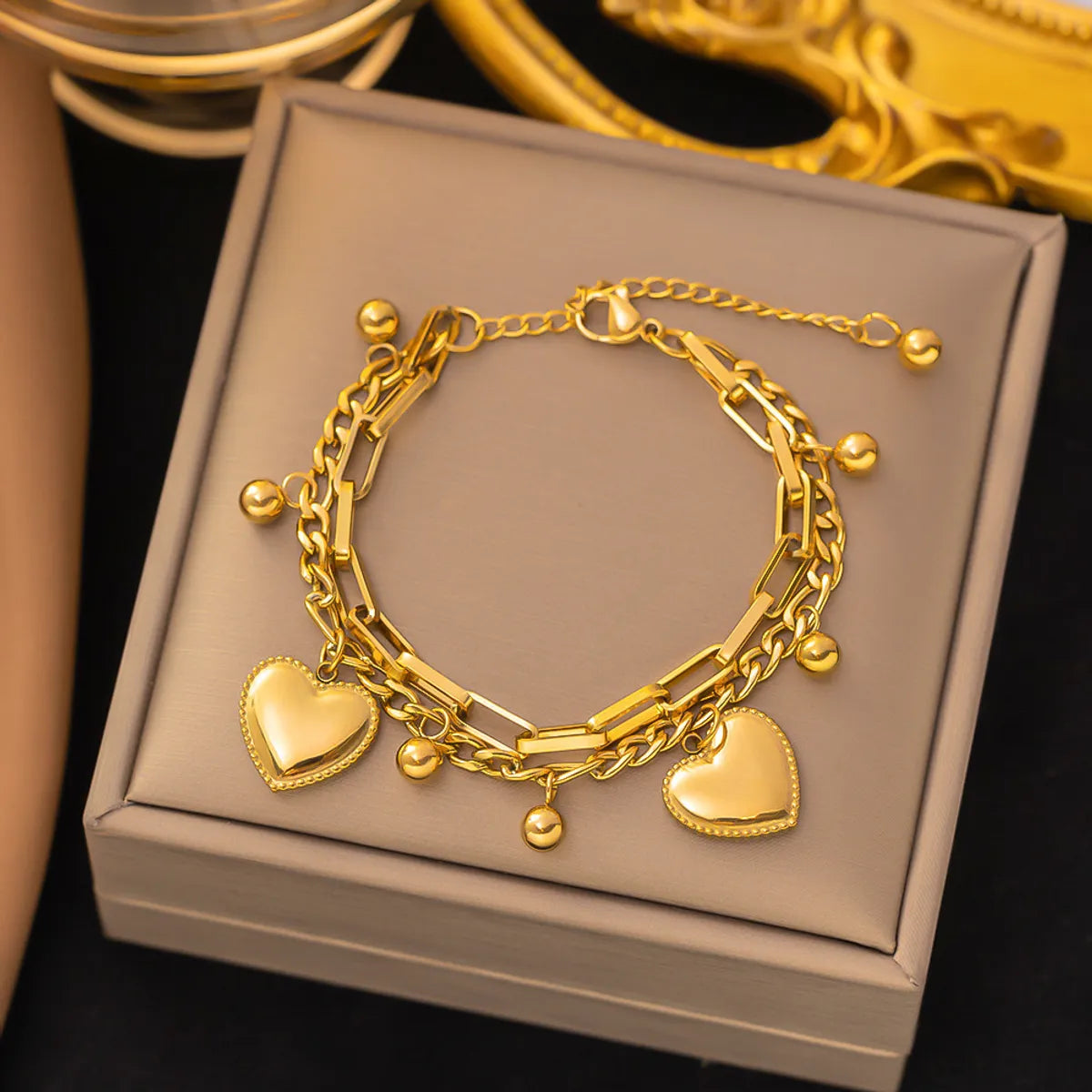 2 [AE12] Double-Layer Heart-Shaped Bracelet Gold