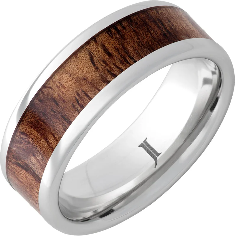 Women’s princess diamond rings-Islander - Serinium® Tiger Koa Wood Inlay Ring