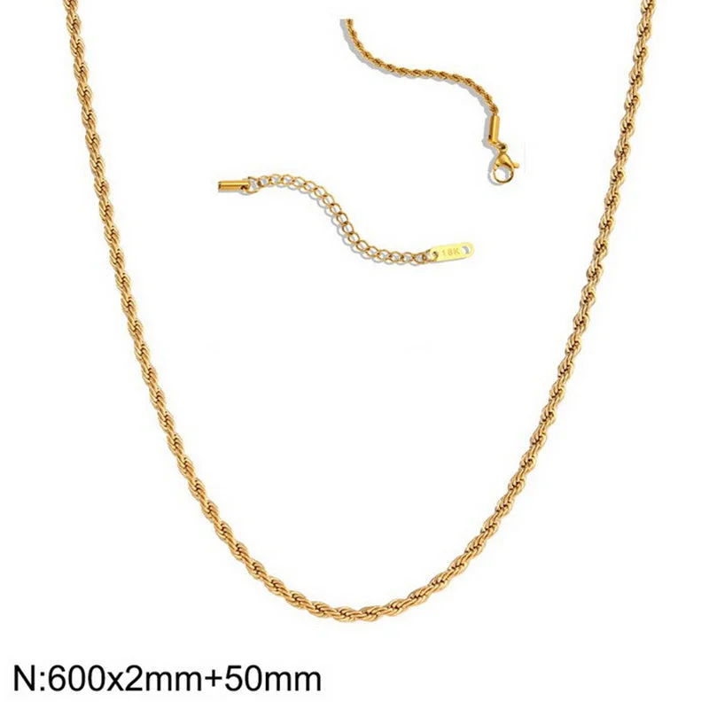 2mm Twist Chain Necklace 60 5cm