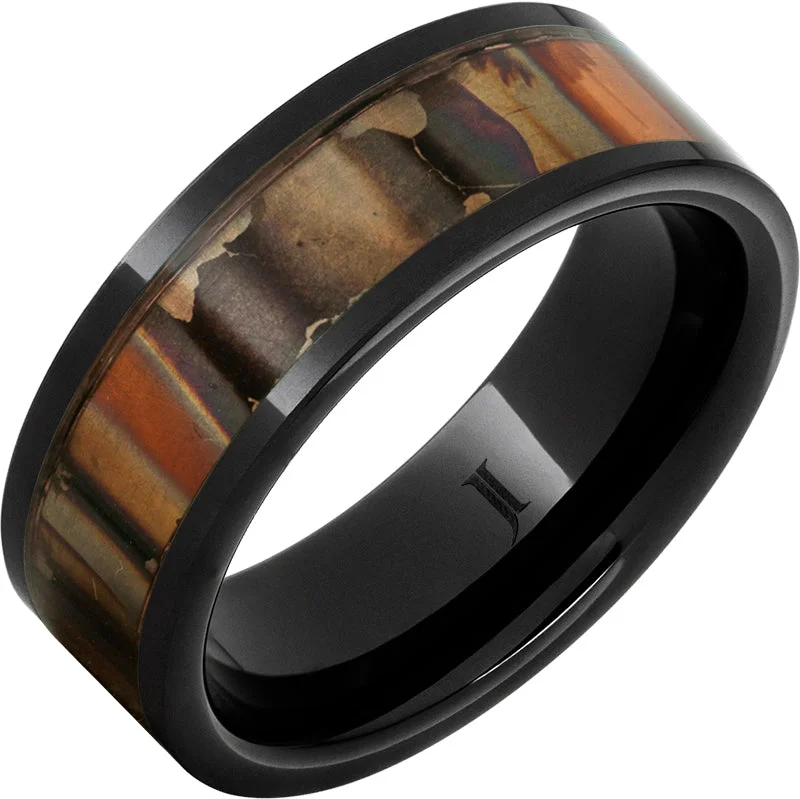 Women’s gemstone wedding rings-Black Diamond Ceramic™ Royal Copper™ Inlay Ring