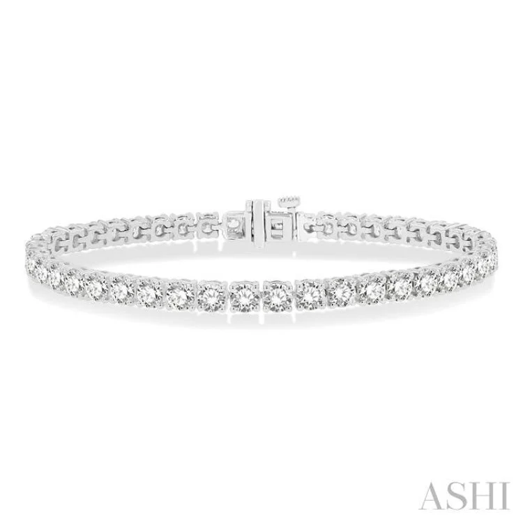 Women’s adjustable bangle bracelets-10 ctw Round Cut Diamond Tennis Bracelet in 14K White Gold