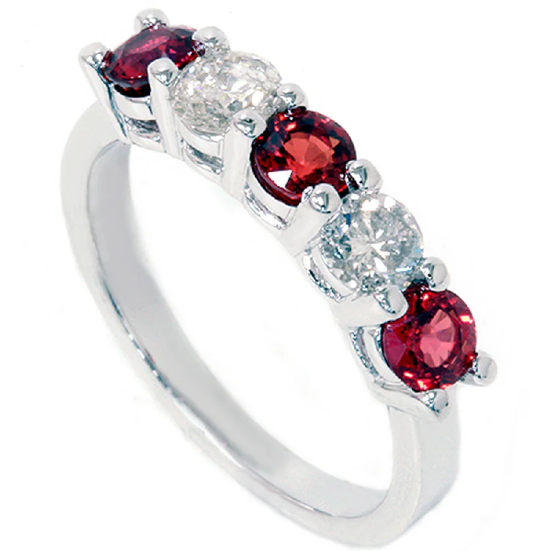 Women’s engagement rings with colorful gemstones-1 1/2ct Red Sapphire & Diamond Wedding Ring 14K White Gold