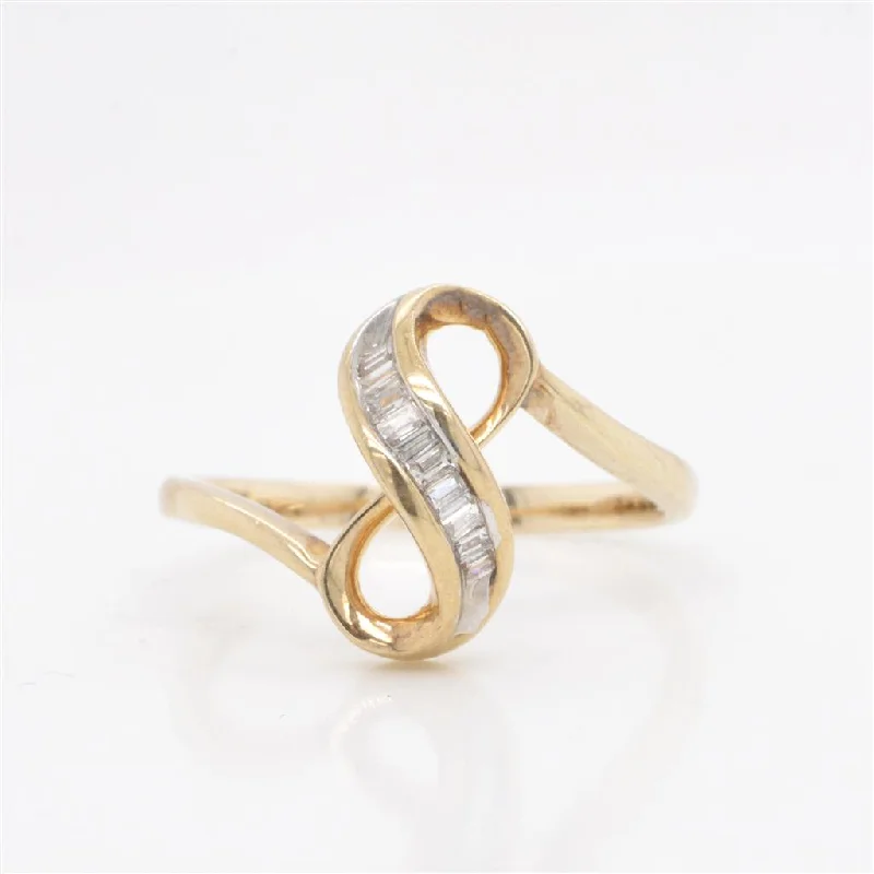 Women’s elegant princess-cut engagement rings-10K Yellow Gold Infinity Symbol Diamond Ring