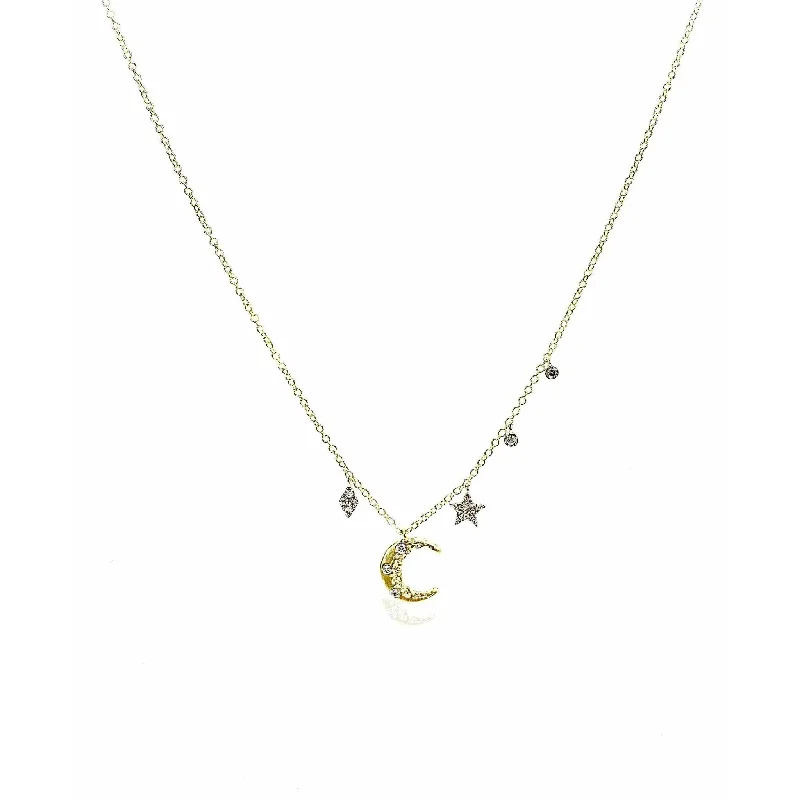 Women’s bohemian pendant necklaces-Meira T  Celestial Moon & Star Gold Necklace