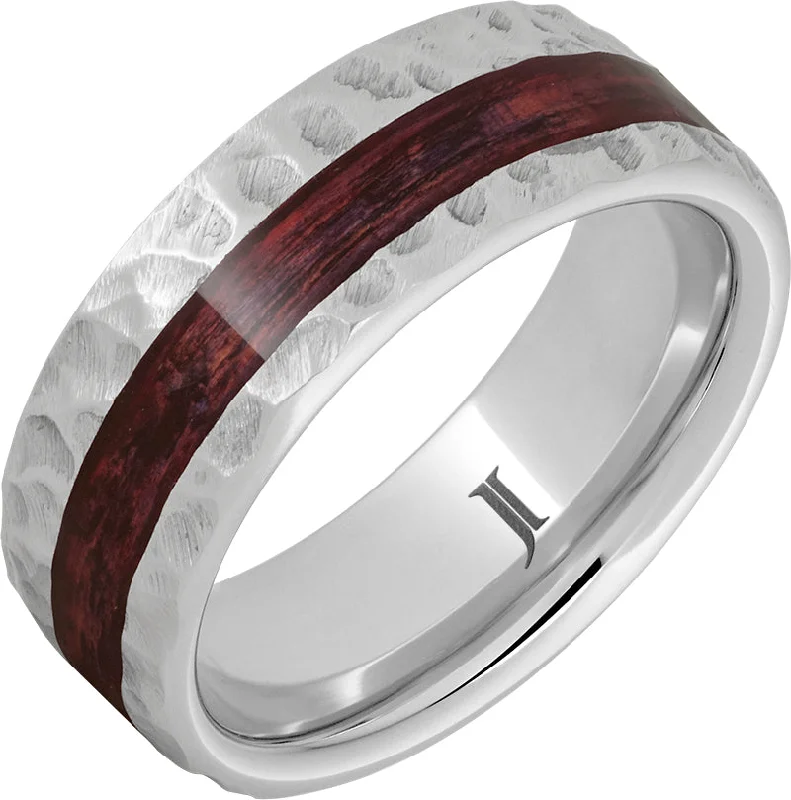 Women’s sapphire rings-Barrel Aged™ Serinium® Ring with Cabernet Wood Inlay and Moon Crater Carving