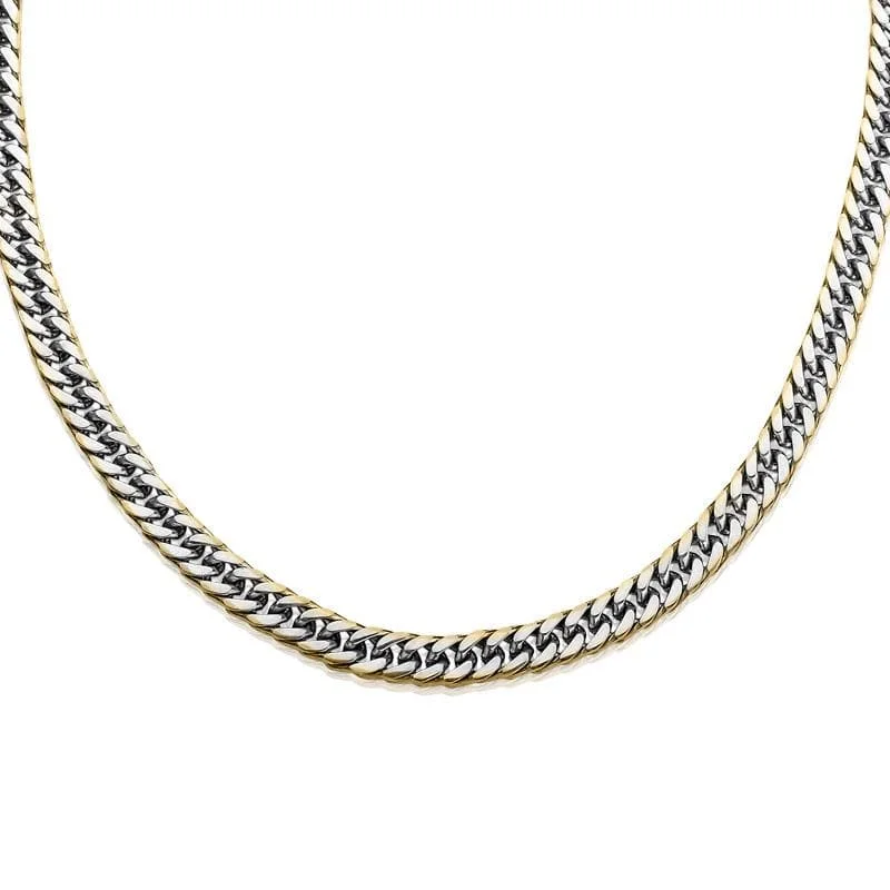 Women’s custom necklaces-Double Curb Gold Edged Necklace