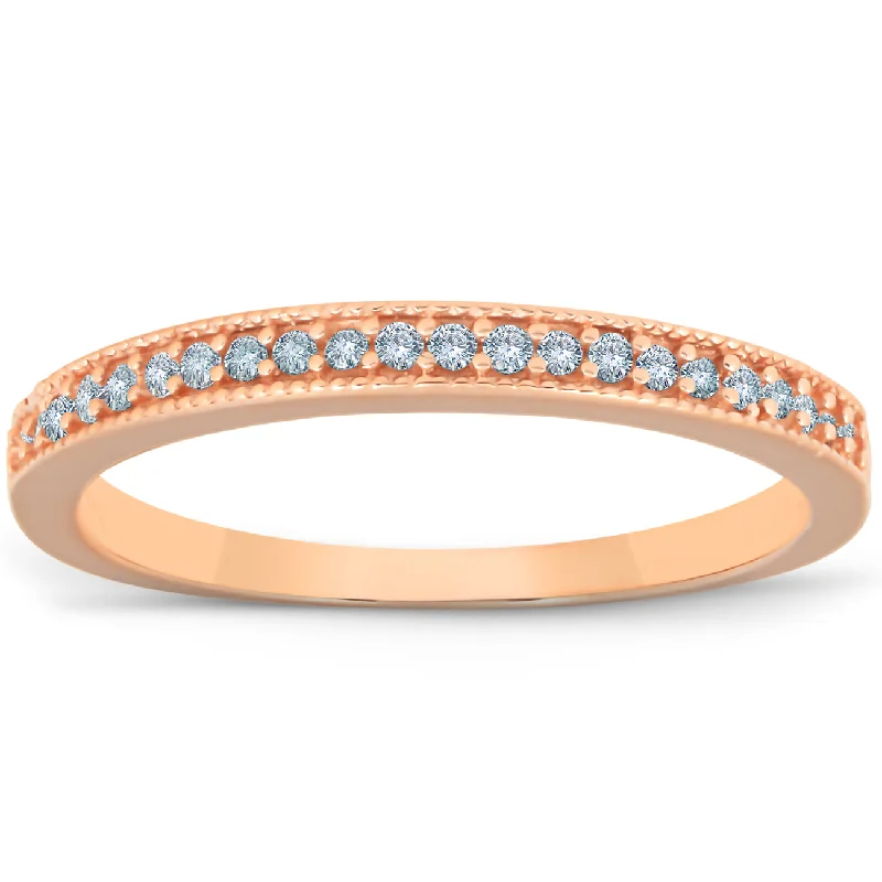 Women’s engagement rings with colorful gemstones-1/4ct Filigree Diamond Ring 14K Rose Gold