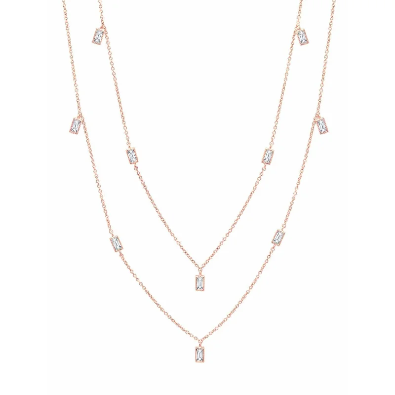 Women’s classic chain necklaces-Crislu Prism Baguette 36" Necklace finished in 18KT Rose Gold