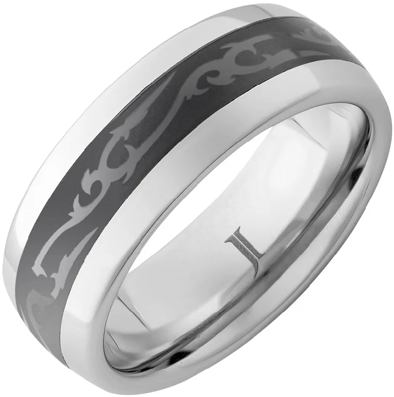 Women’s adjustable gold rings-Serinium® Ring with Ceramic Inlay and Celtic Thorn Engraving