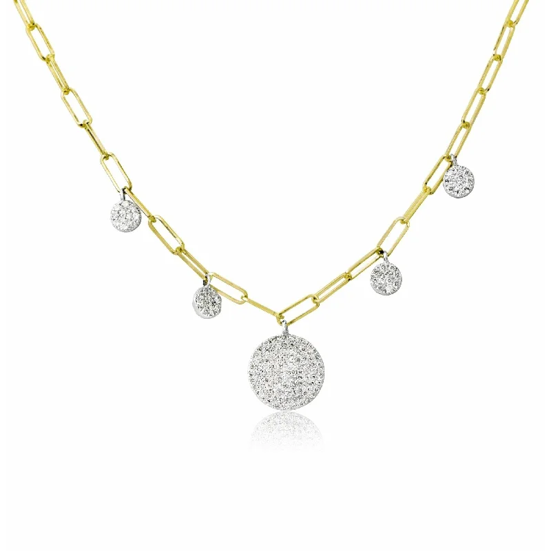 Women’s modern pendant necklaces-Meira T Yellow Gold Diamond Link Chain Necklace