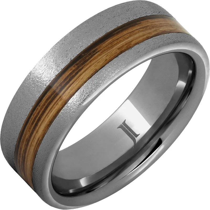 Women’s precious stone rings-Barrel Aged™ Rugged Tungsten™ Ring with Rye Whiskey Inlay and Stone Finish