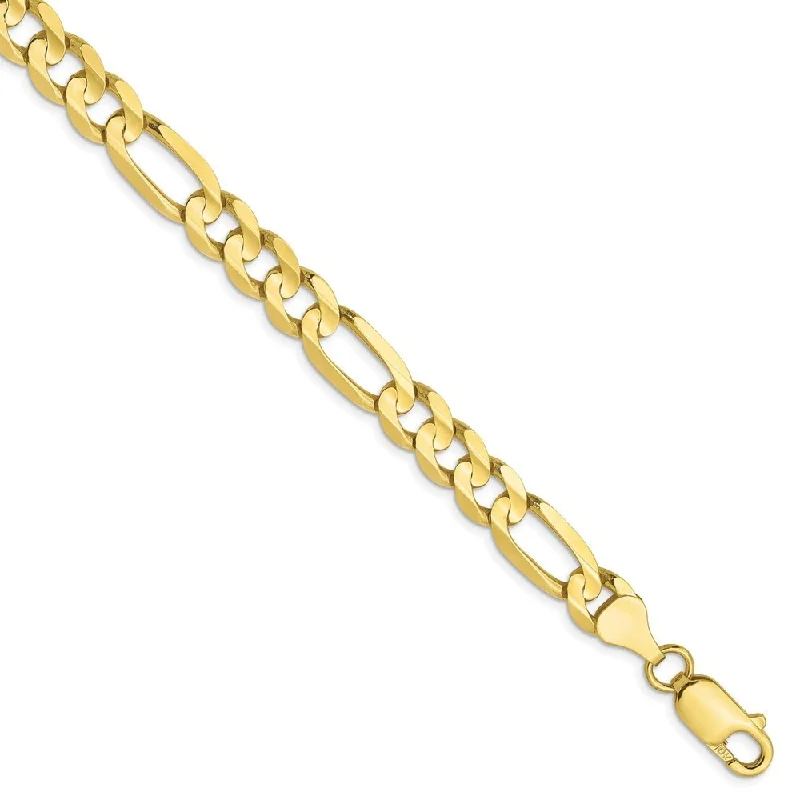 Women’s engraved bracelets-Leslie's 10k Yellow Gold 6.75mm Concave Figaro Chain Bracelet, 8"