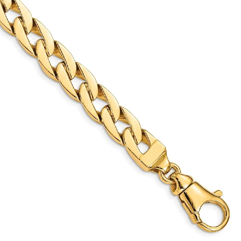 Women’s silver bracelets-14k Yellow Gold 9mm Fancy Link Bracelet, 8"