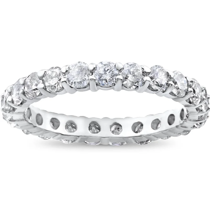 Women’s matching engagement and wedding rings-2ct Diamond Eternity Wedding Ring 14K White Gold