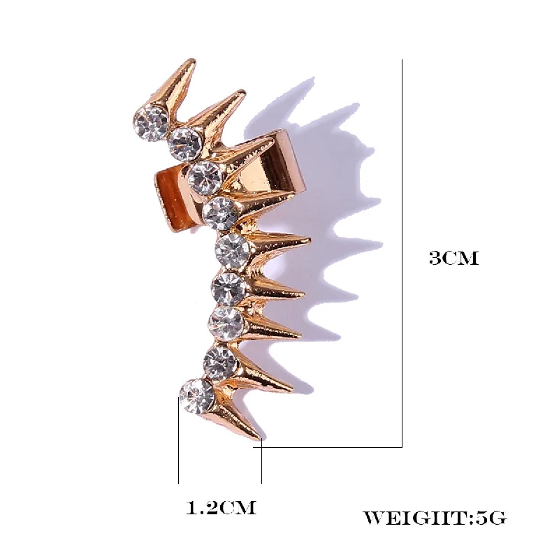 Women’s rose gold stackable rings-Hip-hop Punk Solid Color Alloy Inlay Rhinestones Women's Ear Clips