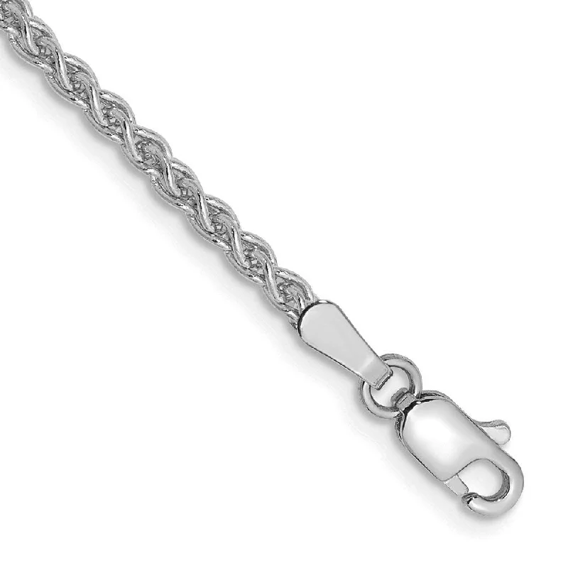 Women’s woven bracelets-14k White Gold 2mm Spiga Chain Bracelet, 7"