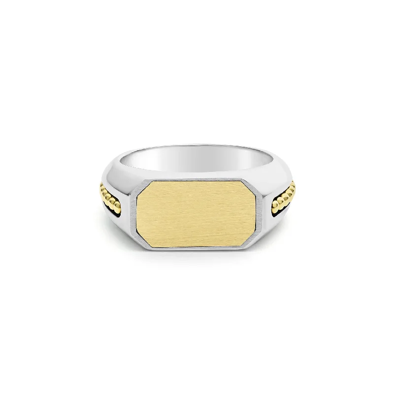 Women’s matching wedding rings-Two-Tone Octagon Ring