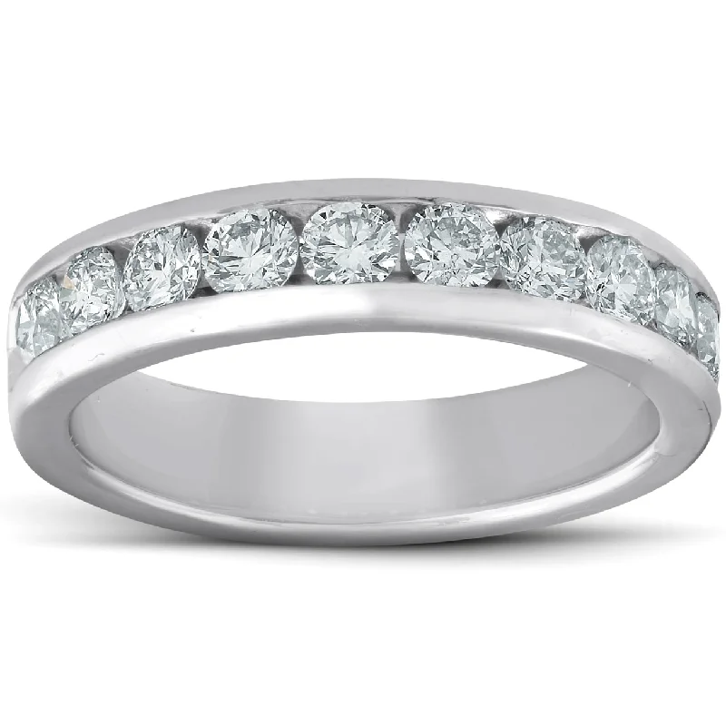 Women’s engraved engagement rings-Platinum 1ct Channel Set Diamond Wedding Ring