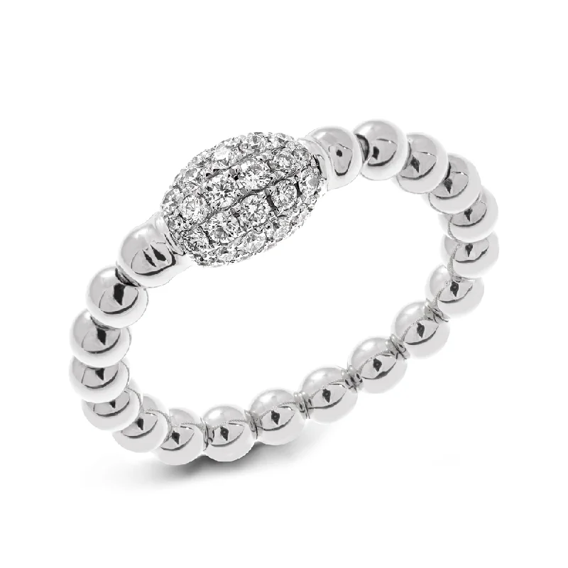 Women’s heart-shaped rings-0.32ctw, 18K White Gold Tresore Stretch Ring