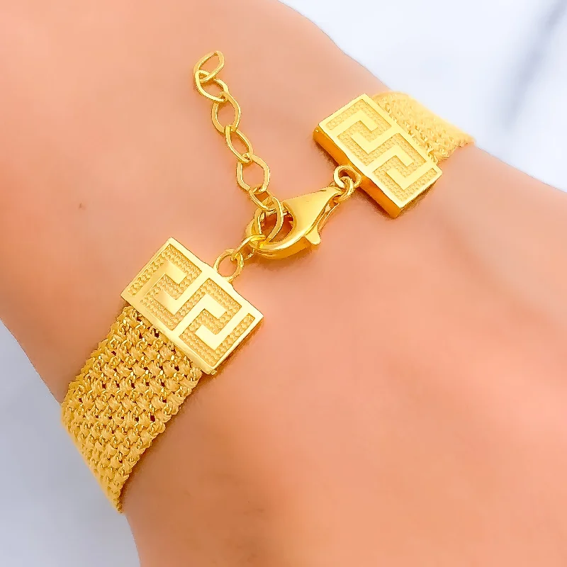 Women’s unique bangle bracelets-Sophisticated Two Tone Flat 21k Gold Bracelet