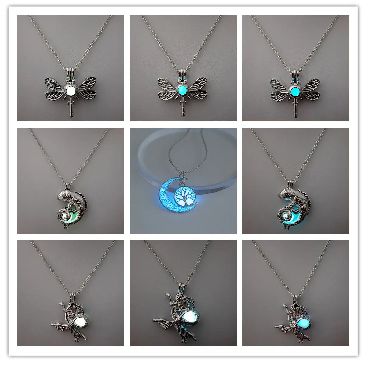 Women’s gemstone necklaces-Retro Dragonfly Alloy Luminous Women's Men's Pendant Necklace 1 Piece