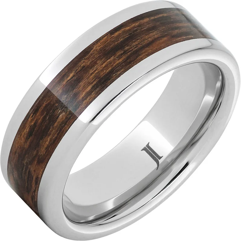 Women’s solitaire rings-Serinium® Ring with Bocote Wood Inlay