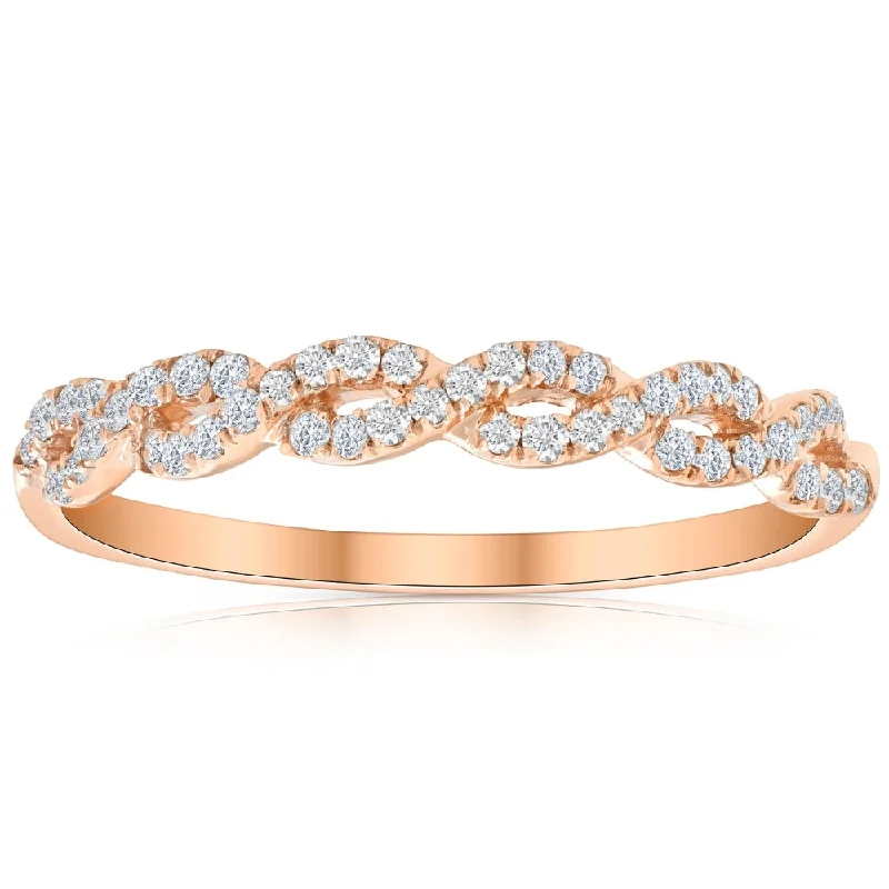 Women’s chunky engagement rings-1/4 Carat (ctw) Round White Diamond Ladies Swirl Wedding Ring 10k Rose Gold