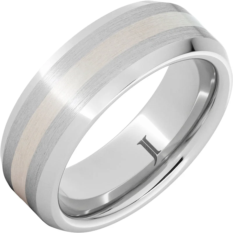 Women’s wedding rings-Serinium® Beveled Satin Ring with Sterling Silver Inlay