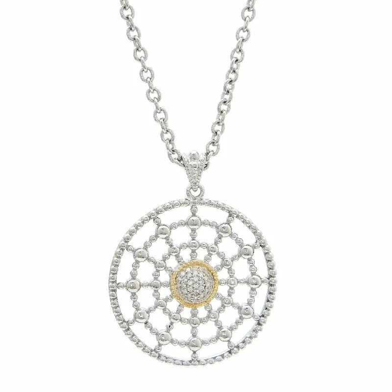 Women’s wedding day necklaces-Andrea Candela 18kt and Sterling Silver Diamond Necklace - Cava Collection