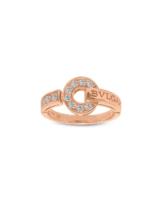 Women’s princess cut engagement rings-Bulgari 18K Rose Gold 0.12 ct. tw. Diamond Ring