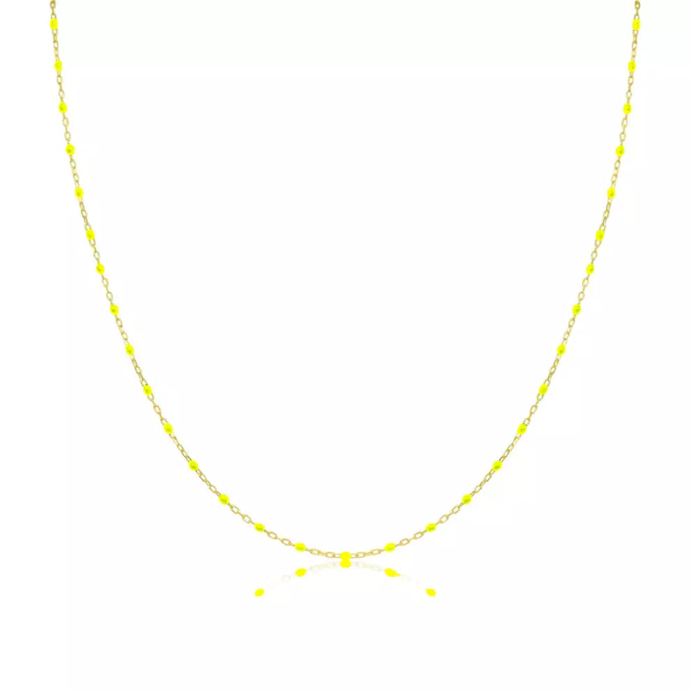 Women’s elegant gold necklaces-Meira T Yellow  Enamel 14kt Layering Chain