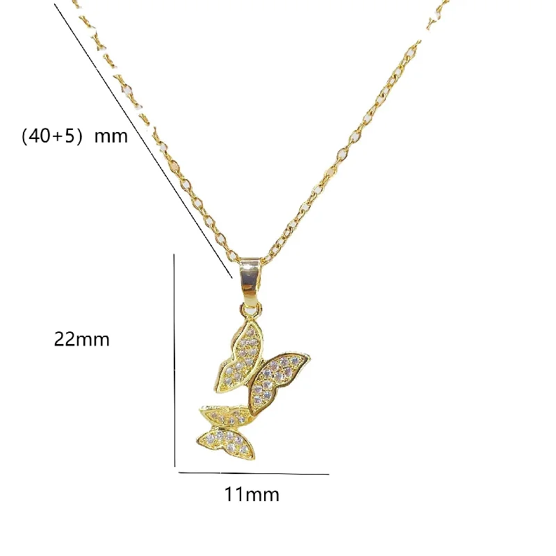 Women’s nature-inspired necklaces-Simple Style Butterfly Copper Plating Pendant Necklace