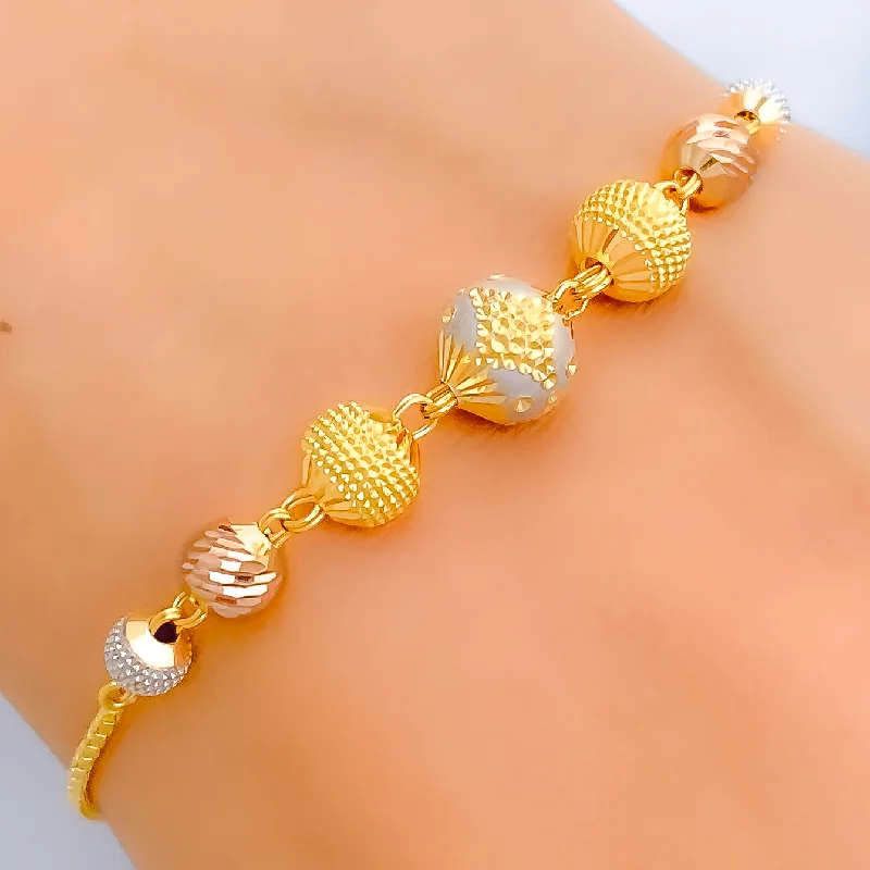 Women’s intricate bangles-Posh Engraved Orb 22k Gold Bracelet