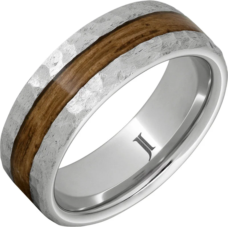 Women’s promise rings-Barrel Aged™ Serinium® Ring with Bourbon Inlay and Moon Crater Finish