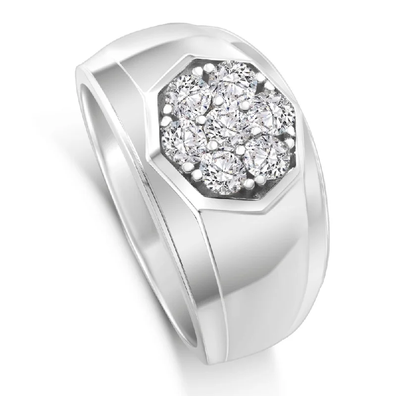 Women’s diamond engagement rings-1Ct Men's 7 Stone Diamond Ring in 14k Gold Lab Grown